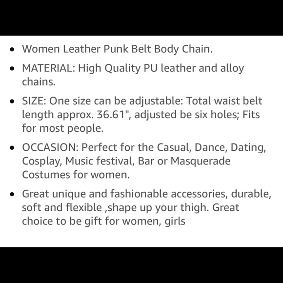 NWT Women's Body Chain Gothic Punk Waist Belt - Picture 12 of 12